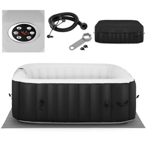Jacuzzi ogrodowe dmuchane z masażem 4 osobowe 42C 600 l czarno-białe Jacuzzi ogrodowe dmuchane z masażem 4 osobowe 42C 600 l czarno-białe