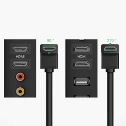 Kabel przewód kątowy 90 HDMI 4K 30Hz 1m - czarny