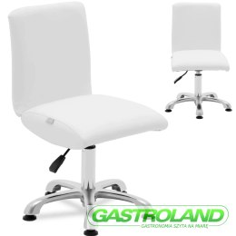 Krzesło kosmetyczne obrotowe z oparciem 38-52 cm LANCY - białe