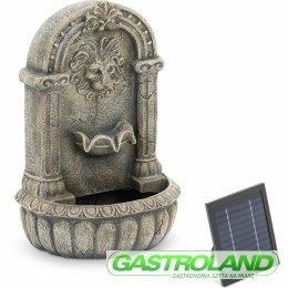 Fontanna kaskada ogrodowa przyścienna solarna z oświetleniem LED głowa lwa 2 W