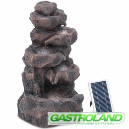 Fontanna kaskada ogrodowa solarna wielopoziomowa z oświetleniem LED wzór skały 6 W