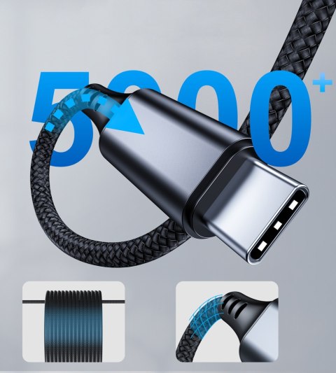 Kabel przewód audio AUX USB-C - mini jack 3.5mm 2 m - czarny Kabel przewód audio AUX USB-C - mini jack 3.5mm 2 m - czarny