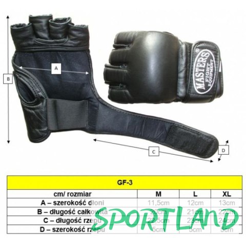 Rękawice do MMA Masters GF-3 M 0127-02M czerwony+XL