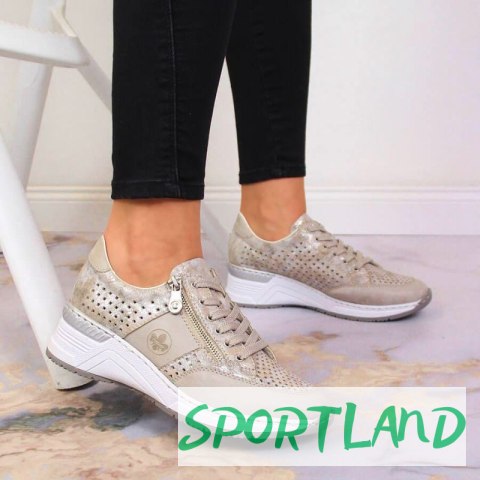 Sneakersy na koturnie Rieker W N4327-80 beżowe 37 Sneakersy na koturnie Rieker W N4327-80 beżowe 37