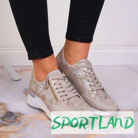 Sneakersy na koturnie Rieker W N4327-80 beżowe 39 Sneakersy na koturnie Rieker W N4327-80 beżowe 39