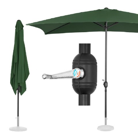 Parasol ogrodowy prostokątny z korbką 200 x 300 cm zielony Parasol ogrodowy prostokątny z korbką 200 x 300 cm zielony
