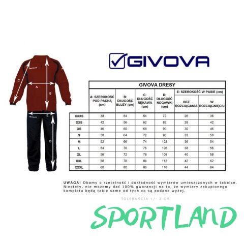 Dres Givova Tuta Visa TR018 1204 3XS Dres Givova Tuta Visa TR018 1204 3XS