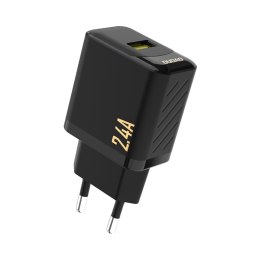 Ładowarka sieciowa 2.4A USB-A - czarna