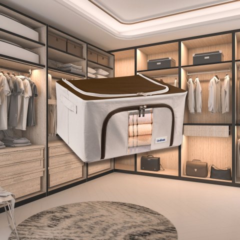 Beżowy organizer Kamai Gio Style z utwardzonymi ściankami, bocznymi uchwytami i okienkiem, pojemność 24L Beżowy organizer Kamai Gio Style z utwardzonymi ściankami, bocznymi uchwytami i okienkiem, pojemność 24L