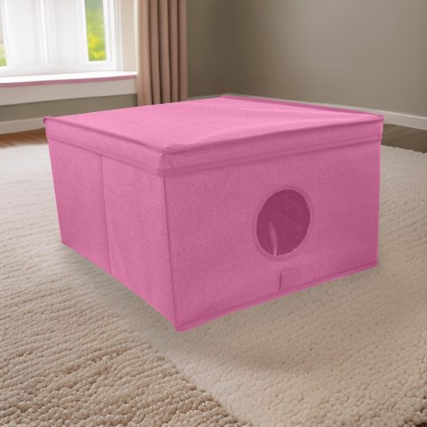 BLOSSOM różowy organizer do szafy z pokrywą oraz oknem50x40x25cm BLOSSOM różowy organizer do szafy z pokrywą oraz oknem50x40x25cm