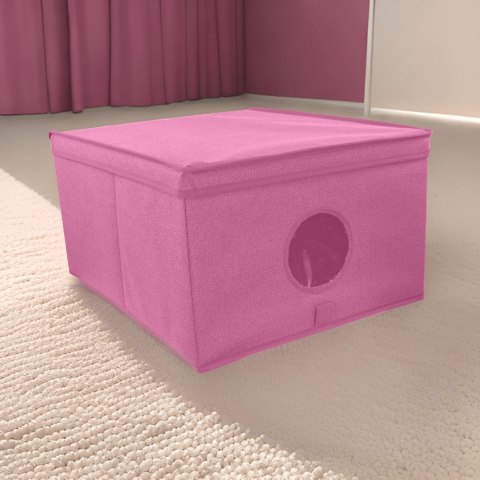 BLOSSOM różowy organizer do szafy z pokrywą oraz oknem50x40x25cm BLOSSOM różowy organizer do szafy z pokrywą oraz oknem50x40x25cm