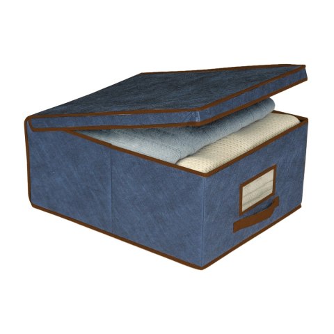 BLUE niebieski organizer do szafy z pokrywą oraz oknem 48x36x19cm BLUE niebieski organizer do szafy z pokrywą oraz oknem 48x36x19cm