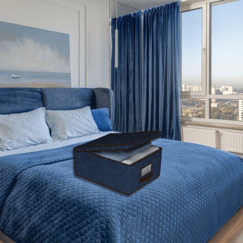 BLUE niebieski organizer do szafy z pokrywą oraz oknem 48x36x19cm BLUE niebieski organizer do szafy z pokrywą oraz oknem 48x36x19cm