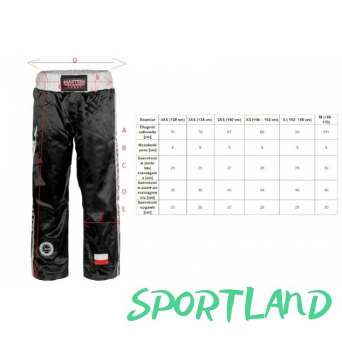 Spodnie Masters SKBP-100W (Wako Apprved) 06805-02M czarny+XXXS Spodnie Masters SKBP-100W (Wako Apprved) 06805-02M czarny+XXXS