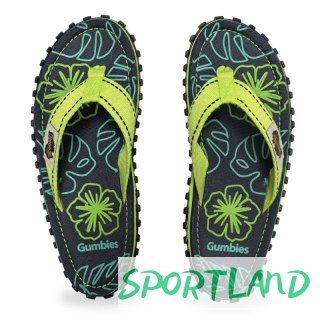 Japonki Gumbies Islander Flip-Flops Lime Hibiscus GU-FFISL148 39